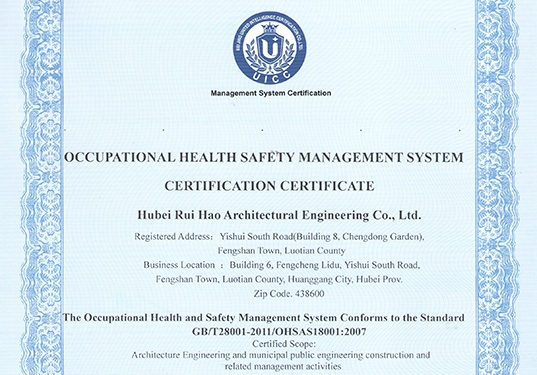 职业健康管理体系证书(英)